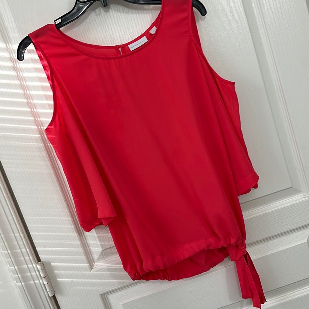 New York & Company Cold Shoulder Top Coral Sz S